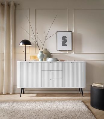 AX LIVING Schubladenschrank Kommode „Salvia KSZ168“ - 168 cm Breite, Weiß