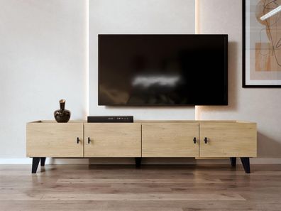 TV-Lowboard Vurkizo 200 4D mit Plastikfüße Sideboard Wohnzimmer Kollektion M24