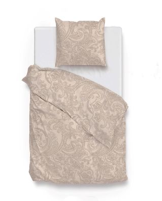 Zo! Home Cotton Bettwäsche 135x200 Paisley di Lino Sandy beige natur meliert