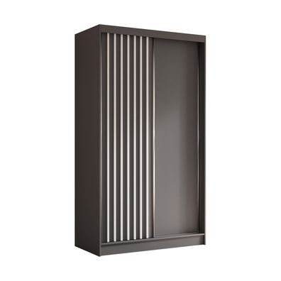 AX Living Cabinio Kleiderschrank 120cm Breit Grau mit Lamellen