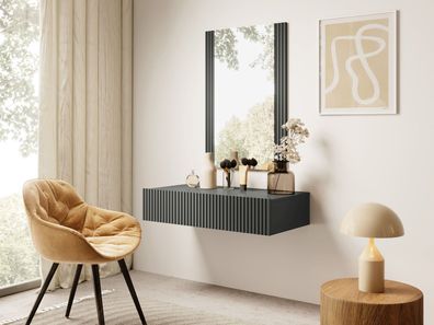 Schminktisch Vamos Grey Industriell Kosmetiktisch Garderobe mit Spiegel M24