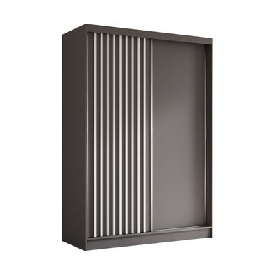 AX Living Cabinio Kleiderschrank 150 Grau mit Weißen Lamellen