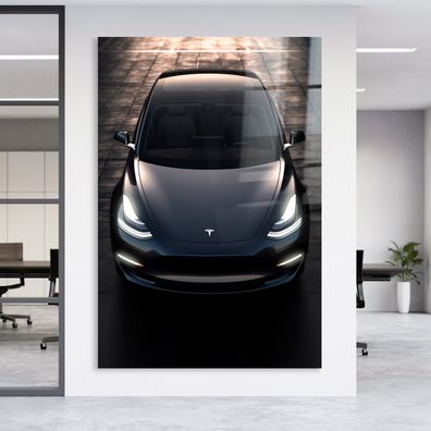 Moderne Wandbild, Tesla Sportwagen Auto, Kunst Poster, Leinwand oder Acrylglas
