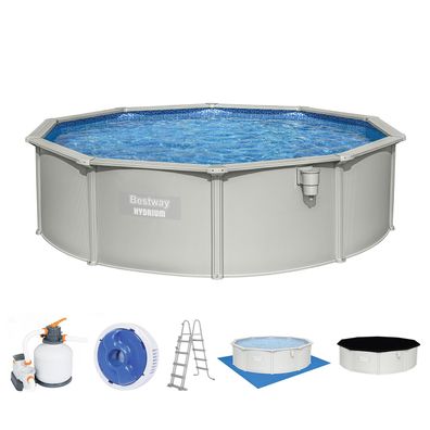 Hydrium™ Stahlwandpool Komplett-Set mit Sandfilteranlage Ø 460 x 120 cm, granitgra