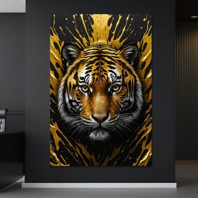 Tiger, Gold Tier Moderne Wandbild, Kunst Poster, Acrylglas oder Leinwand
