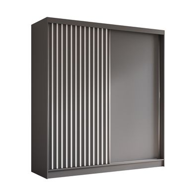 AX Living Cabinio Schwebetürenschrank Grau 200cm mit Lamellen