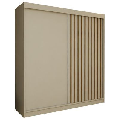 AX Living Cabinio Schwebetürenschrank Beige 200cm mit Lamellen