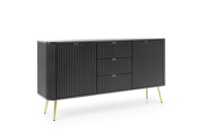 AX LIVING Schubladenschrank Kommode „Salvia KSZ168“ - 168 cm Breite, Schwarz