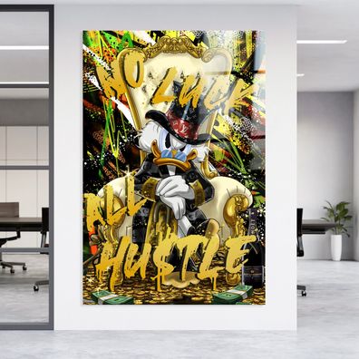Scrooge McDuck Motivationstext Kunst, Luxus Wandbild Deko Leinwand, Acrylglas, Poster