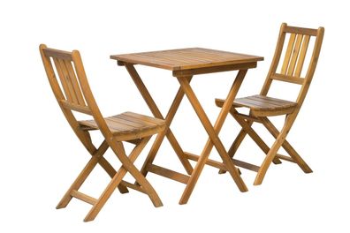 Sitzgruppe aus Akazie mit 2 Stühlen und 1 Tisch