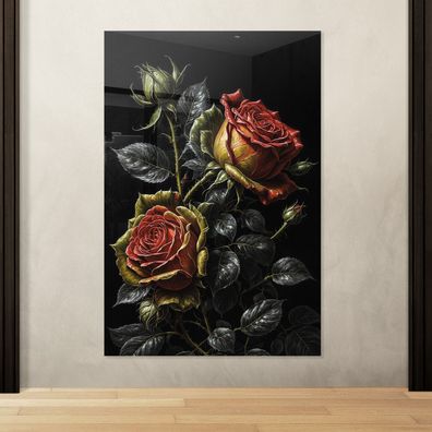 Schöne Rosen Kunst Bild, Wandbild Deko Leinwand, Acrylglas oder Poster