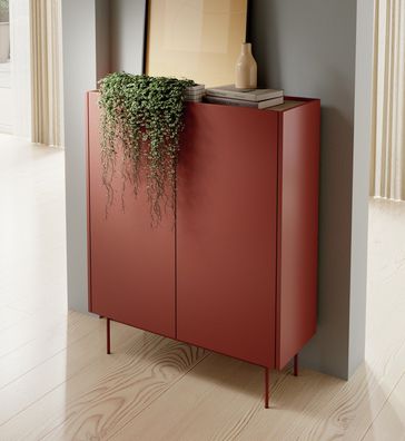 AX LIVING Kommode Schmal Hoch „Orchis KD97“ - 97cm Breite, Modern, Rot Ziegelrot