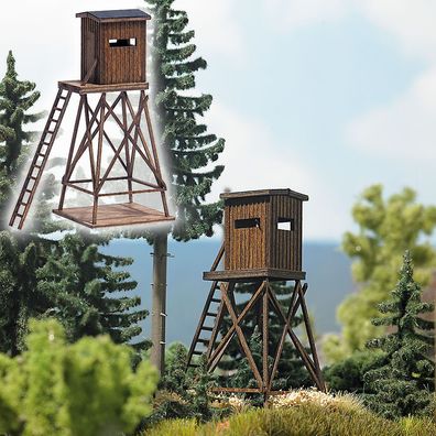 Busch H0 1496 Gebäude-Bausatz Hochsitz Ausguck für Jäger aus Echtholz 1:87