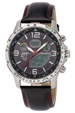 ETT Eco Tech Time Funk-Solar Herrenuhr Professional Worldtimer Schwarz EGT-11573-21L