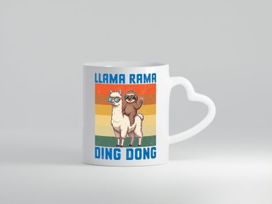 Lama rama ding dong | Faultier | Lama - Herz Tasse Weiß
