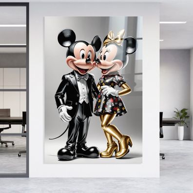 Micky und Minnie Maus Kunst Bild, Wandbild Leinwand, Acrylglas oder Poster h45