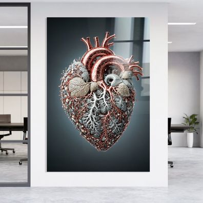 Moderne Kunst mit Herzanatomie Kunst Bild, Wandbild Leinwand, Acrylglas oder Poster