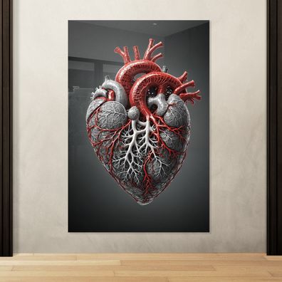 Moderne Kunst mit Herzanatomie Kunst Bild, Wandbild Leinwand, Acrylglas, Poster