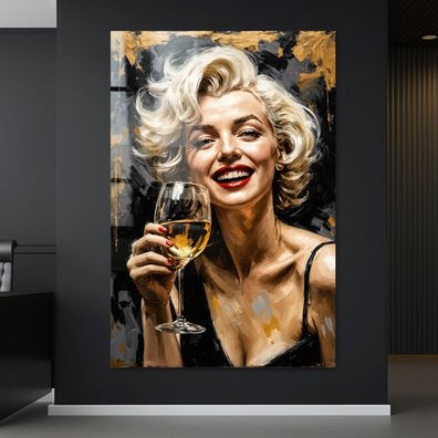 Marilyn Monroe, Popsängerin Kunst gold Bild, Wandbild Leinwand, Acrylglas oder Poster