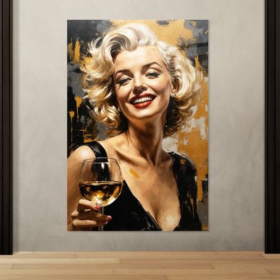 Marilyn Monroe, Popsängerin Kunst gold Bild, Wandbild Leinwand, Acrylglas, Poster
