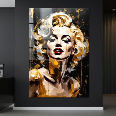 Marilyn Monroe, Popsängerin Kunst gold Bild, Wandbild Leinwand, Acrylglas, Poster be3