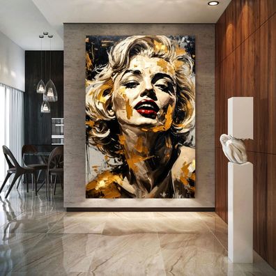 Marilyn Monroe, Popsängerin Kunst gold Bild, Wandbild Leinwand, Acrylglas, Poster be0
