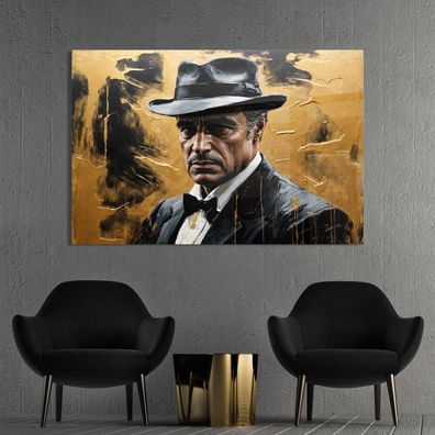 The Godfather, Mafia Gold Kunst Bild, Wandbild Leinwand, Acrylglas oder Poster h21