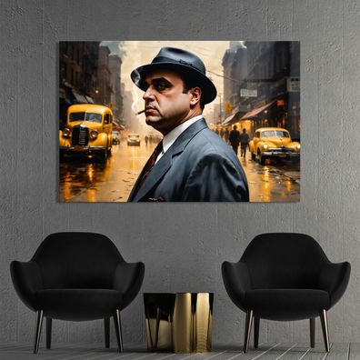 Al Capone Mafia Gangster Gold Kunst Bild, Wandbild Leinwand, Acrylglas, Poster j66