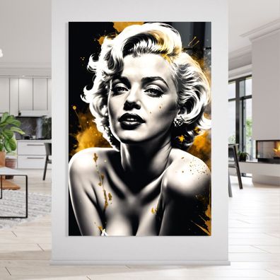 Marilyn Monroe, Popsängerin Kunst gold Bild, Wandbild Leinwand, Acrylglas, Poster b27
