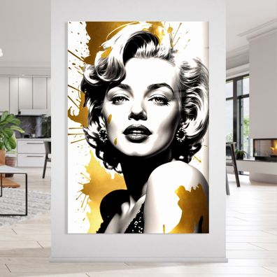 Marilyn Monroe, Popsängerin Kunst gold Bild, Wandbild Leinwand, Acrylglas, Poster b28