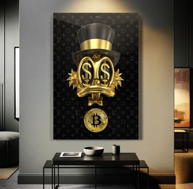 Kryptowährung Bitcoin, Dagobert Duck Kunst Wandbild Leinwand, Acrylglas, Poster