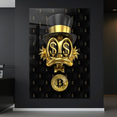 Kryptowährung Bitcoin, Geld Dagobert Duck Kunst Wandbild Leinwand, Acrylglas, Poster