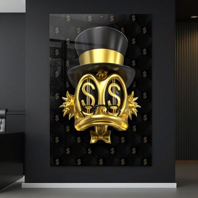 Goldene Dagobert Duck, Geld Kunst Wandbild Leinwand, Acrylglas oder Poster