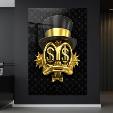 Goldene Dagobert Duck, Luxusmarke Kunst Wandbild Leinwand, Acrylglas oder Poster