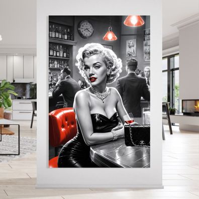 Marilyn Monroe an der Bar, Kunst Bild, Wandbild Leinwand, Acrylglas oder Poster