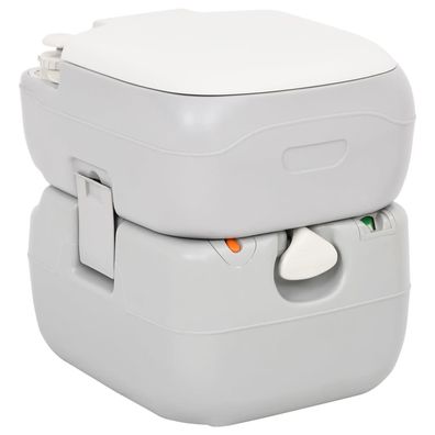 vidaXL Camping-Toilette Tragbar Grau und Weiß 22 + 12 L HDPE