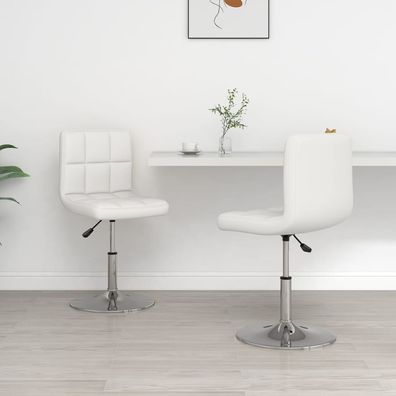 vidaXL Esszimmerstühle 2 Stk. Weiß Kunstleder