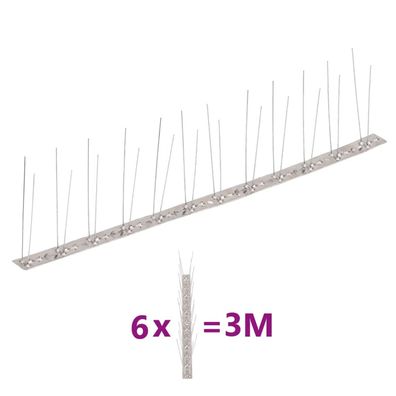 vidaXL 6-tlg. Taubenabwehr Spikes-Set Edelstahl 3 m 2-reihig