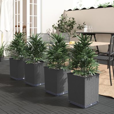 vidaXL Pflanzkübel 4 Stk. Schwarz 30x30x37 cm Polypropylen