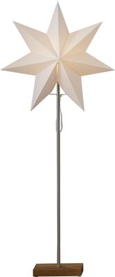 Papierstern Tott, stehend 7-zackig, 80cm inkl. E14 Fassung weiß/braun