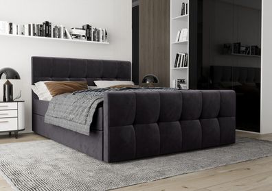 AX LIVING Boxspringbett 160x200 mit Bettkasten Settlio in Grau - Komfort & Stil