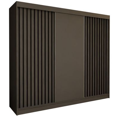 AX Living Cabinio Schwebetürenschrank Grau - 240cm Schwarz Lamellen