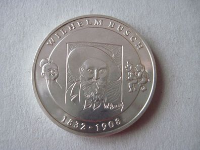 Münze 10 Euro Silber Gedenkmünze 175. Geburtstag Wilhelm Busch 2007 D