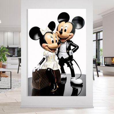 Micky und Minnie Maus Kunst Bild, Luxus Wandbild Leinwand, Acrylglas oder Poster