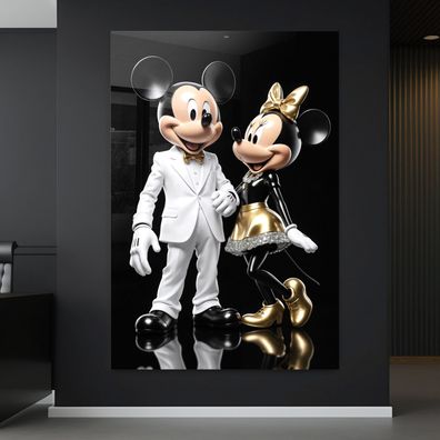Micky und Minnie Maus Kunst Bild, Luxus Wandbild Leinwand, Acrylglas oder Poster d33