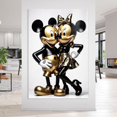 Micky und Minnie Maus Kunst Bild, Luxus Wandbild Leinwand, Acrylglas oder Poster d30