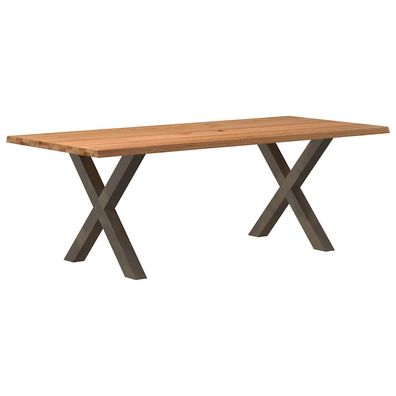 vidaXL Esstisch mit Baumkanten 220x100x74 cm Massivholz Eiche Rechteck
