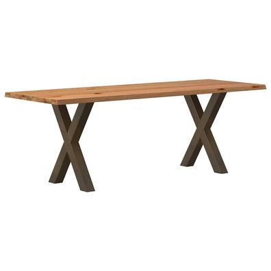 vidaXL Esstisch mit Baumkanten 220x80x74 cm Massivholz Eiche