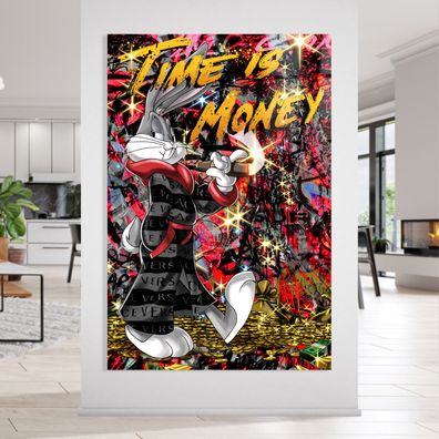 Time Is Money, motivierende POP ART Kunst, Wandbild Leinwand, Acrylglas, Poster