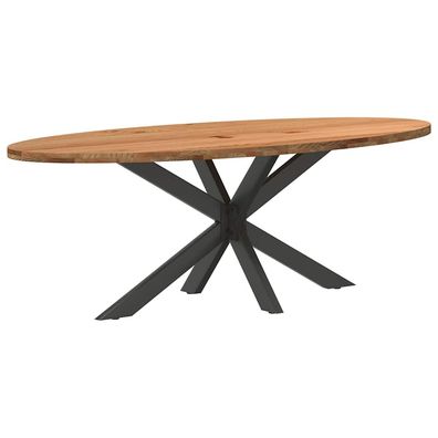 vidaXL Esstisch Hellbraun 220x100x74 cm Massivholz Eiche Oval
